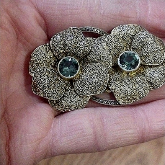 THEODORE FAYRNER ORIGINAL ART DECO 1920s STERLING SILVER .925 TOURMALINE BROOCH - Picture 5 of 9